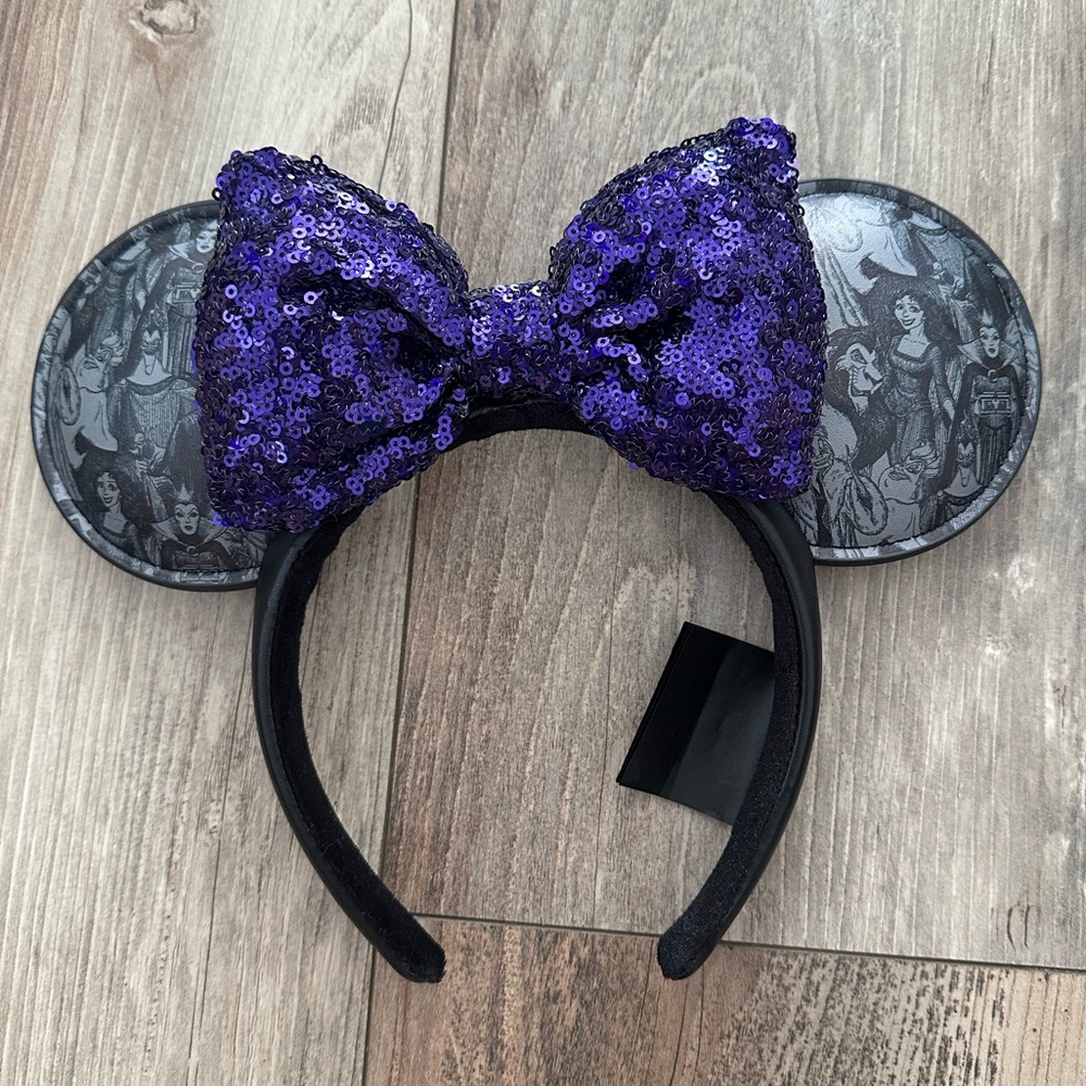 Disney Villain Mickey Ears Headband with Purple Bow
